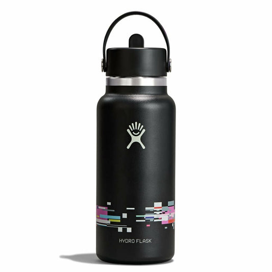 Glitch Collection - 32 oz Bottle with Flex Straw Cap - Glitch Black
