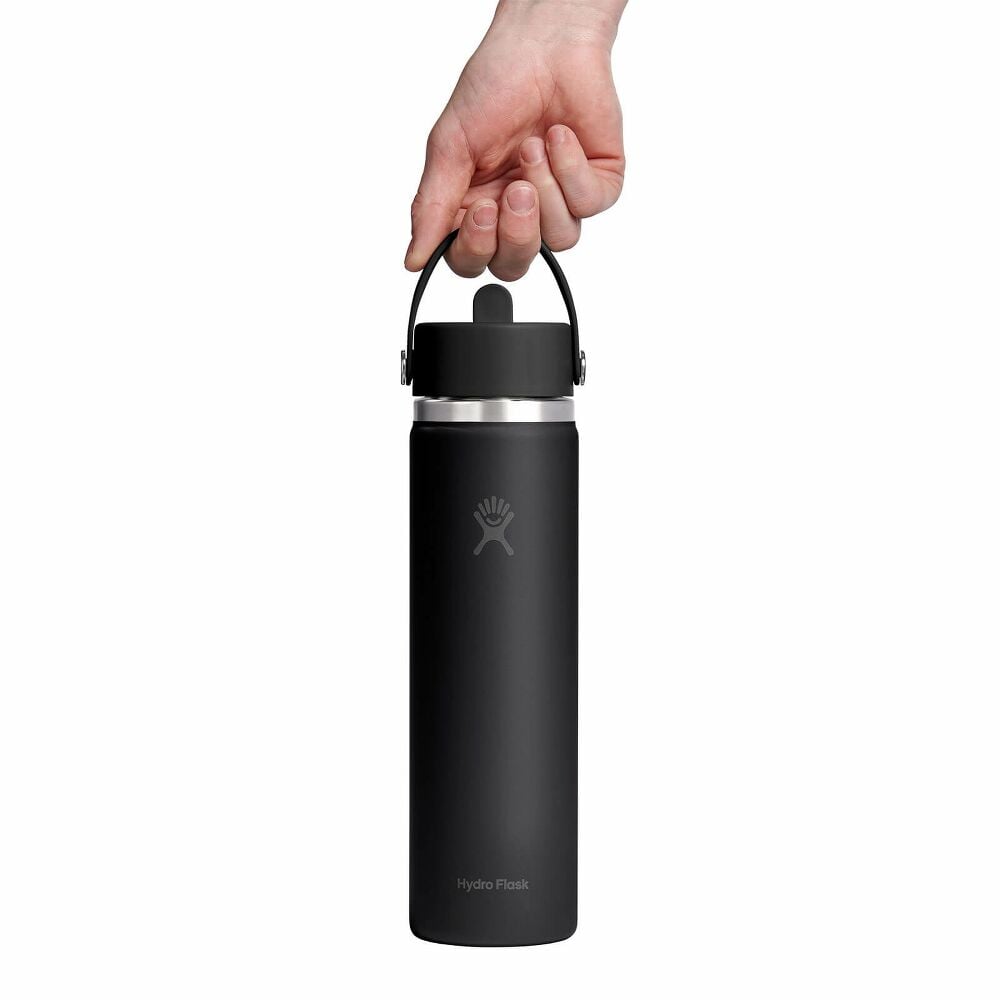 24 oz Wide Mouth with Flex Straw Cap - Black