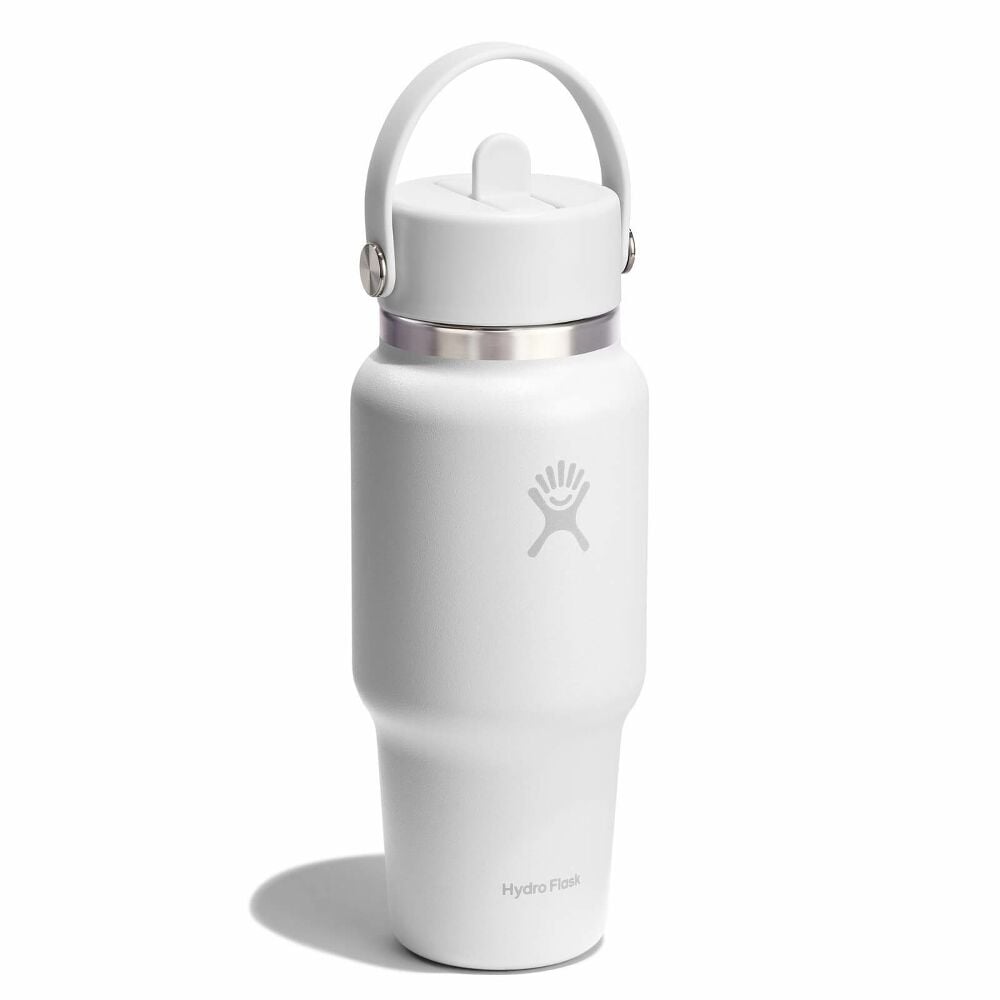 24 oz Travel Bottle with Flex Straw Cap - White