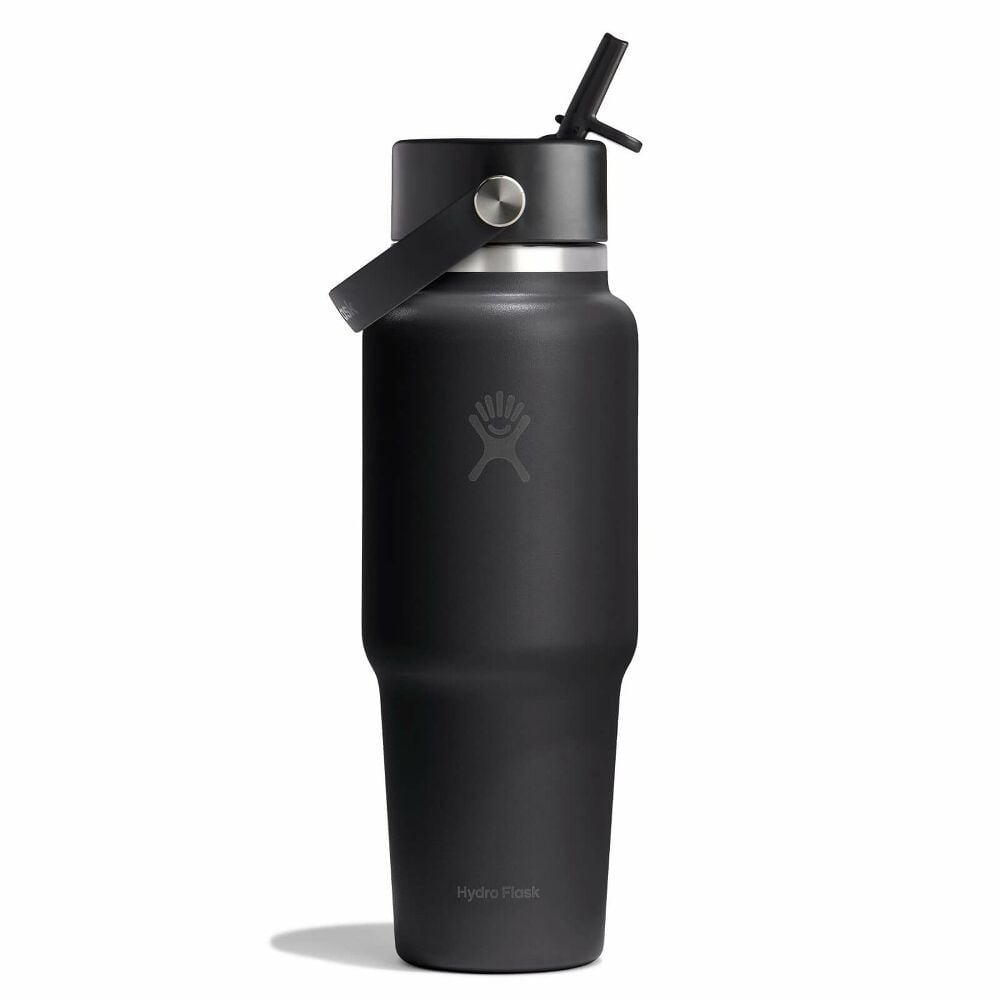 32 oz Travel Bottle with Flex Straw Cap - Black