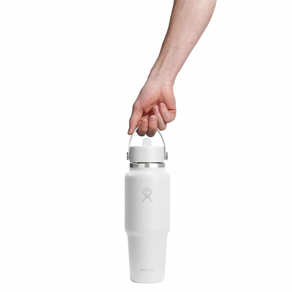 32 oz Travel Bottle with Flex Straw Cap - White