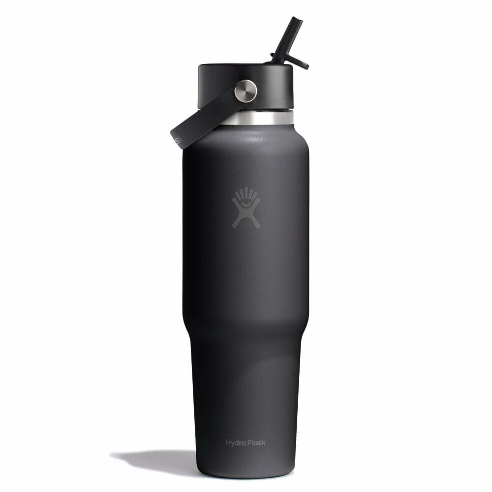 40 oz Travel Bottle with Flex Straw Cap - Black